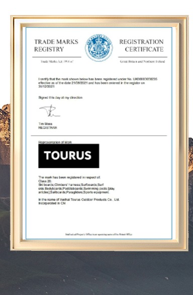 Trade Marks Registration Certificate - TOURUS
