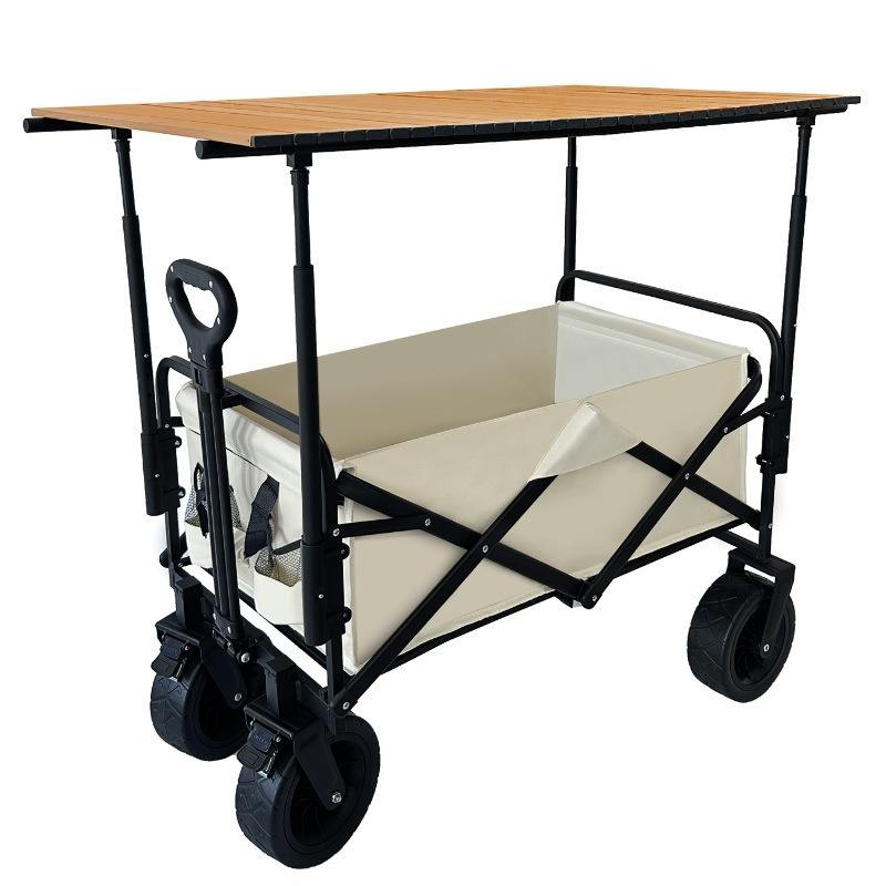 Wholesale Adjustable Height Metal Folding Table Four-Wheel 200kg Load Capacity Compact Storage Design Camping Car Stall Picnic