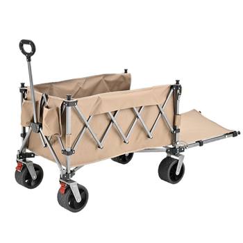 Gathering Style Outdoor Carbon Steel Frame Universal Wheels Trolley Folding Storage Extra Large Size Picnic Trailer Camping
