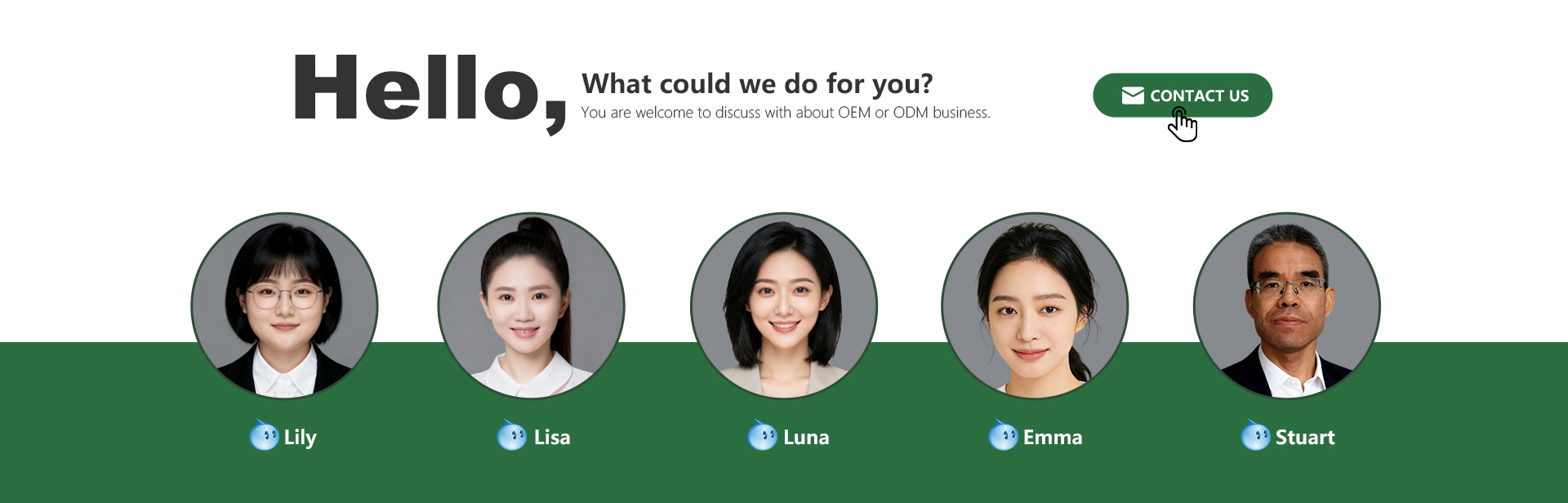 Contact Us - Lily, Lisa, Luna, Emma, Stuart - OEM/ODM Business Discussion